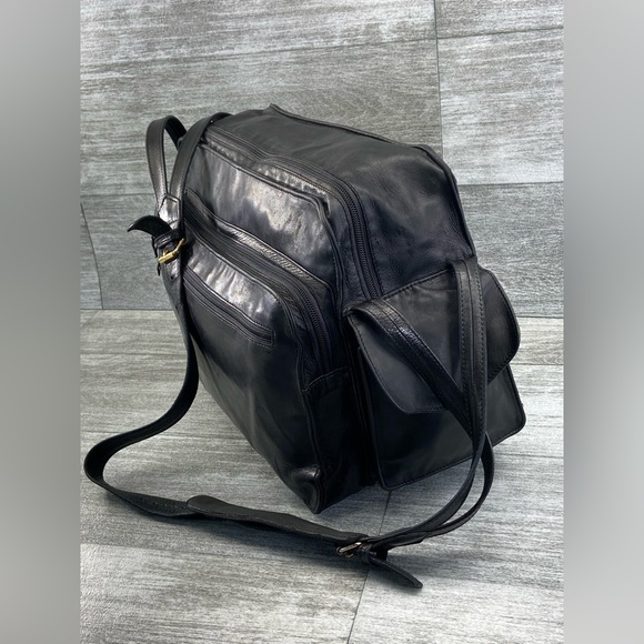 DunHill Leather Black Computer Shoulder Work Business Bag Messenger France Zip - Picture 7 of 16